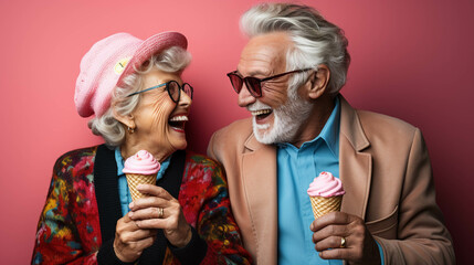 old couple in restaurant icecream