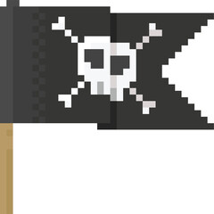 Pixel art black pirate flag