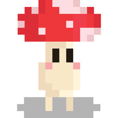 Pixel art cartoon mushroom character 3