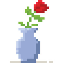 Pixel art flower in vase icon