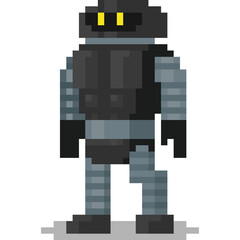 Obraz premium Pixel art robot cartoon character 3