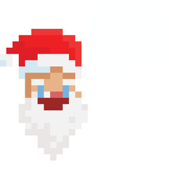 Pixel art talking santa head with speech bubble