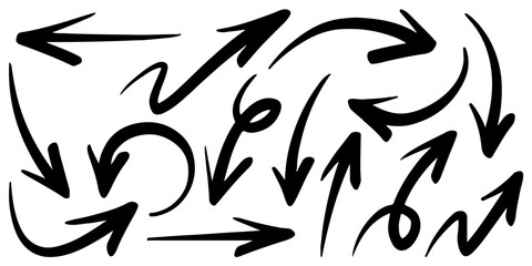 Set of Hand drawn vector arrows doodle on white background. design element vector illustration. - 634953700