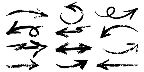 Set of Hand drawn vector arrows doodle on white background. design element vector illustration.