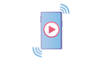 watch the clip on phone.on white background.Vector Design Illustration.