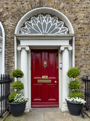  A famous red painted Georgian door in Dublin, Ireland
