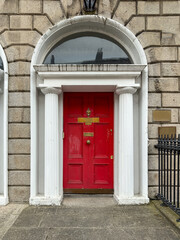  A famous red painted Georgian door in Dublin, Ireland