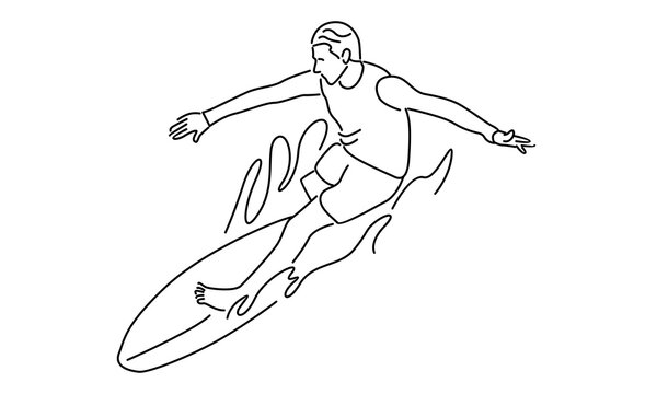 line art of professional surfer vector illustration
