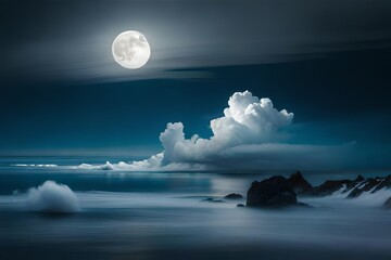 moon over the sea generated ai