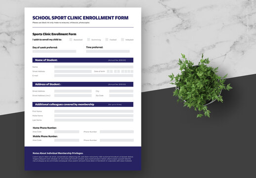 Blue Sport School Class Form 