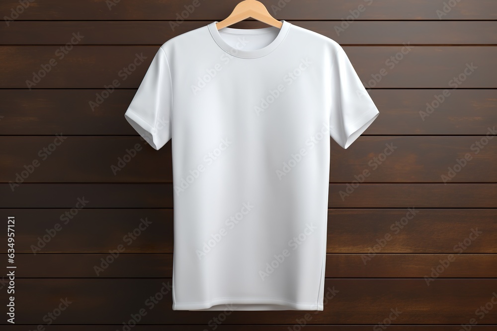 Poster mockup of a white t-shirt on a hanger