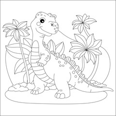 Giganotosaurus Dinosaur Coloring Page Illustration. dinosaur Coloring book for children. Black and white vector illustration for coloring book. 80