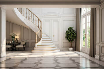 Fototapeta na wymiar Interior design of luxury house with stairs