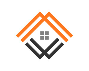 M and W Letter with window house inside logo