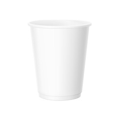 Realistic blank paper cup mockup with double side wall. Coffee to go, take out mug. Vector illustration isolated on white background. EPS10.	 - obrazy, fototapety, plakaty