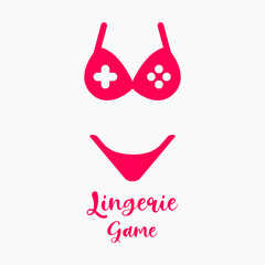 Fototapeta premium Lingerie Game logo. lingerie and game controller or joystick. gaming, adult, underwear logo concept. vector art.
