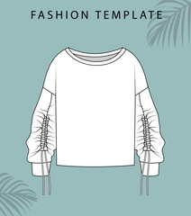 Women's Top . Women's Top Fashion Flat Sketch. 