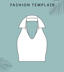 sleeveless polo shirt fashion flat sketch template