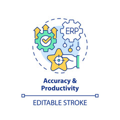 Editable accuracy and productivity icon concept, isolated vector, enterprise resource planning thin line illustration.