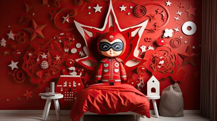 Childs Superhero Bedroom - childrens dream and imagination concept
