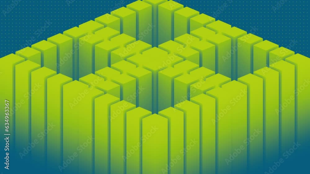 Poster Geometric background with rectangular shapes. 3d rendering loop animation HD
