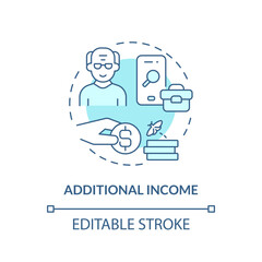 2D editable additional income thin line icon concept, isolated vector, blue illustration representing unretirement.