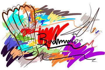 ball badminton sketch  design and brush stroke style