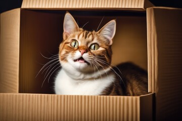 cute cat in box