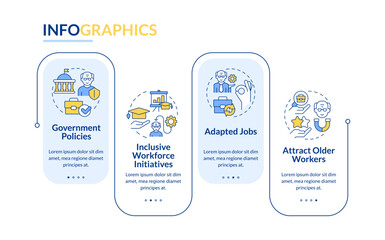 2D unretirement vector infographics template with linear icons concept, data visualization with 4 steps, process timeline chart.