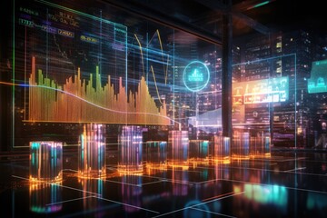 Fototapeta na wymiar Financial stock market on screen. strategy analysis or trade concept. Generative AI