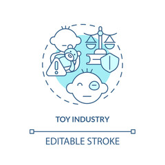 2D editable toy industry thin line icon concept, isolated vector, blue illustration representing product liability.