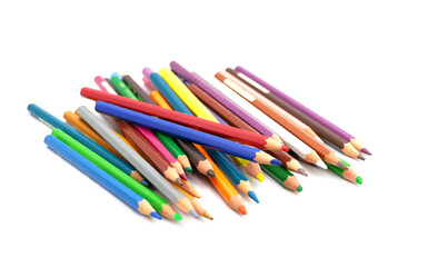Fototapeta premium set of colored wood pencils on white