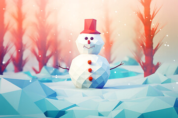 Robot Snowman in the snow. 3D Illustration