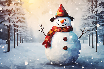 Robot Snowman in the snow. 3D Illustration