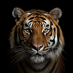 portrait of a tiger on the black background