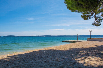 A small beach on the Adriatic coast of Croatia at Kastel Kambelovac in Kastela. Late spring