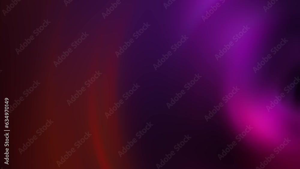 Wall mural abstract gradient swirl glowing waves light particles video. 3d motion loop blurred red purple cyber