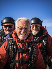 Fototapeta premium an old man skydiving 