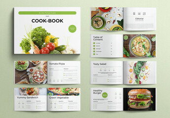 Cookbook Template Recipe Book Brochure Layout Landscape