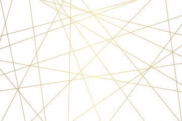Obraz premium Abstract luxury gold geometric random chaotic lines with many squares and triangles shape background.