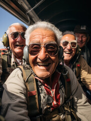 Fototapeta premium an old man skydiving