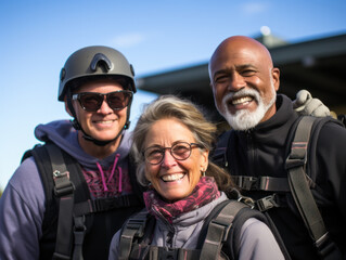 Fototapeta premium senior people skydiving