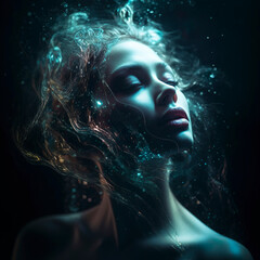 portrait of a woman in an aquatic dream