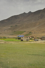 Beautiful house located in next to dry mountain in Padum, Zanskar Valley, Ladakh, INDIA 