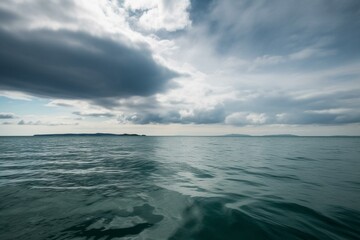 Fototapeta na wymiar Tranquil sea and unclouded sky. Generative AI