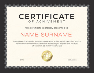 Obraz premium Vector certificate template for cyclist or motorcyclist. Border formed by a realistic chain.