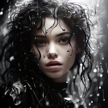 sensual woman with wet hair on a hot summer's day