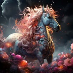 Obraz na płótnie Canvas pink fantasy unicorn in a fairy tale