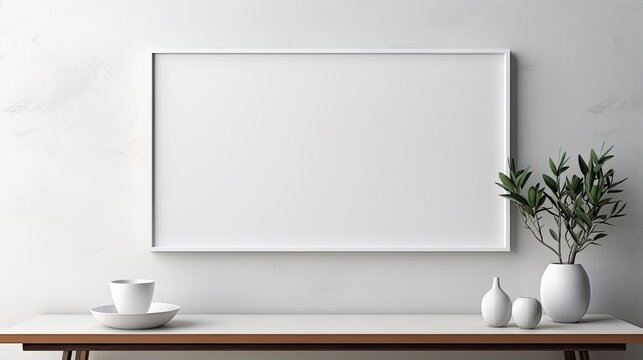 Mockup a TV wall mounted with decoration in living room and white wall