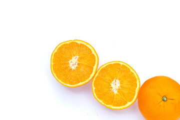 Orange fruit on white background.